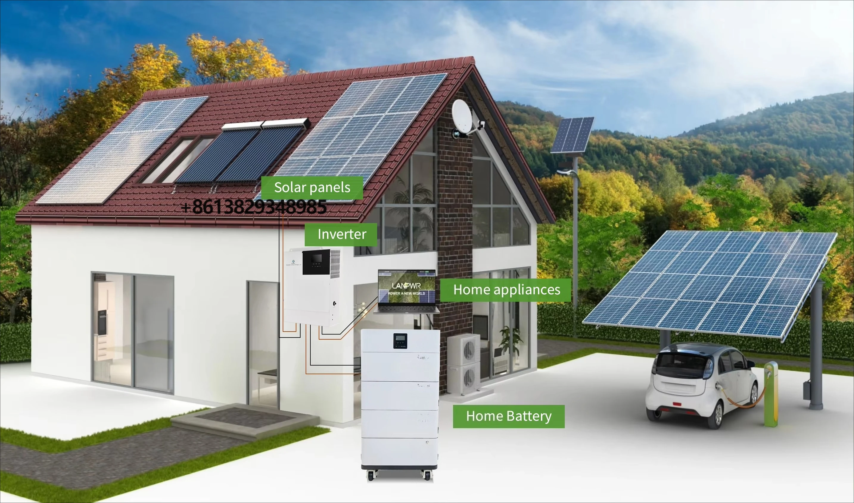 

Free Stacked All in One 6Kw Solar Inverter With 20Kwh 10Kwh 48V Lithium Ion Battery Scalable Module Solar System