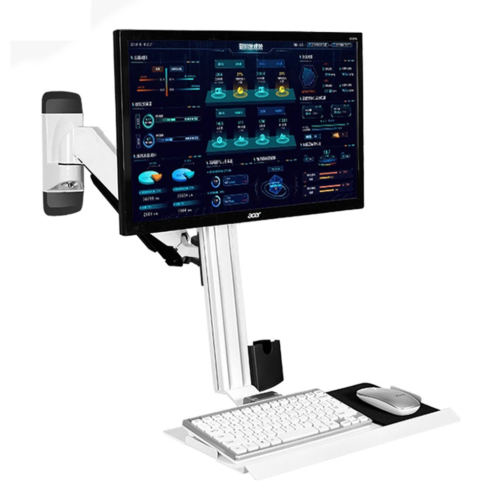 New Wall-Mounted All-in-One Keyboard Mouse LCD Display 10 KG Weight Bearing Rotating Stand Aluminum Alloy GM188KB-2 Hot Sale