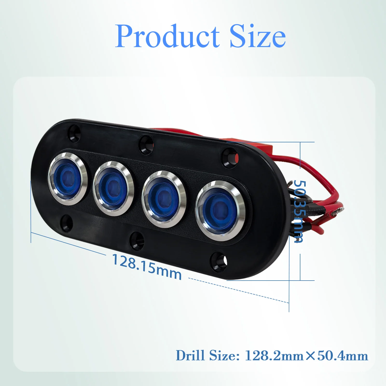 4 عصابة الفولاذ المقاوم للصدأ دفع مفاتيح لوحة الأزرق LED 12 فولت تيار مستمر ON OFF مفتاح بـزر دفع فيوز حامل ل مركبة بحرية سيارة RV شاحنة فان #2