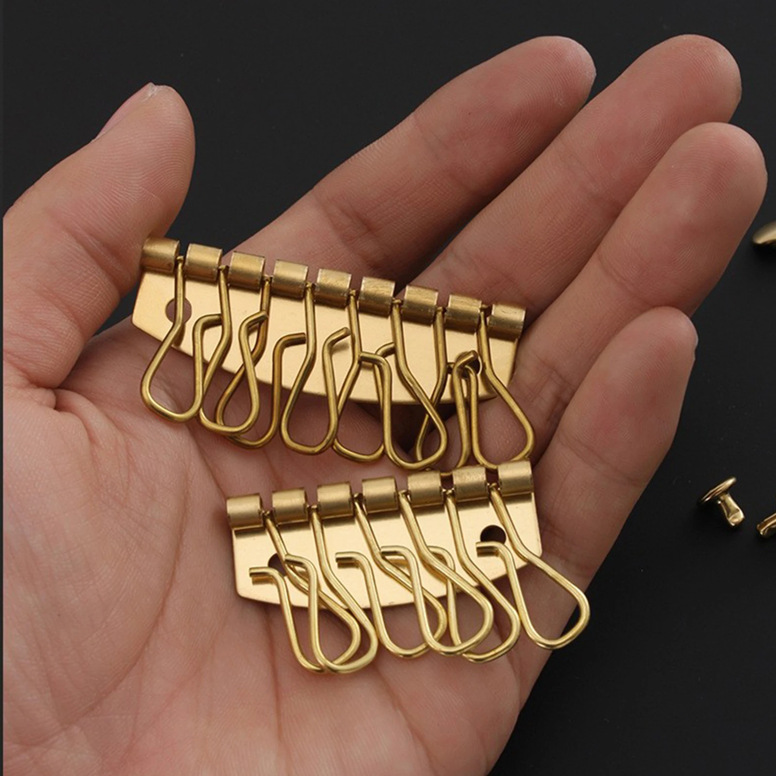 Suporte organizador de fileira de chave de latão com 6 ou 8 chaveiro modelo fecho clipe rebite gancho carteira bolsa de couro chaveiro ferragem artesanato diy