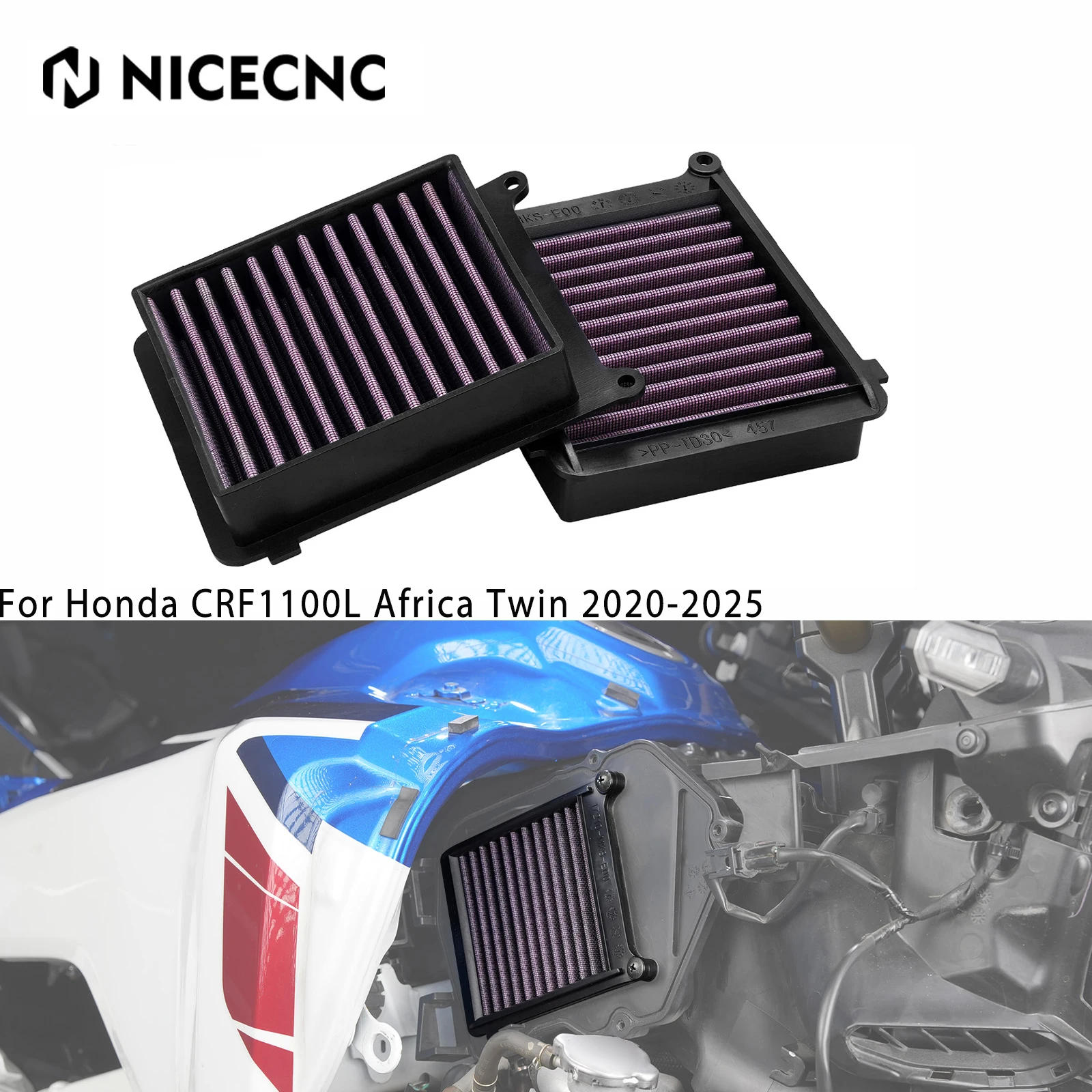 

Воздушный фильтр NICECNC с высокой пропускной способностью для Honda CRF1100L Africa Twin 2020-2025, CRF1100L Africa Twin 2024 2023 2022 2021 2020