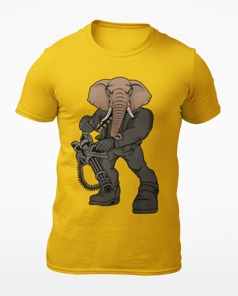 Gangster Elephant - Funny Men's T-Shirt - Women's T-Shirt High Quality 100%Cotton Short Sleeve