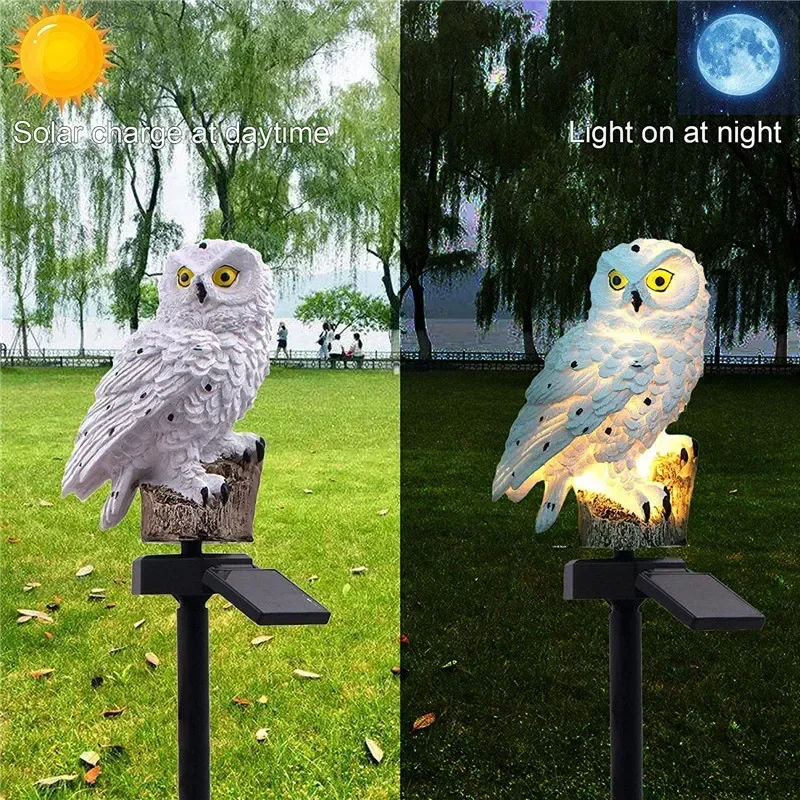 Luz LED Solar de tierra de búho para exteriores, lámpara de Patio, luz de jardín, luz de estaca impermeable, decoración de camino, linterna de tierra de Patio