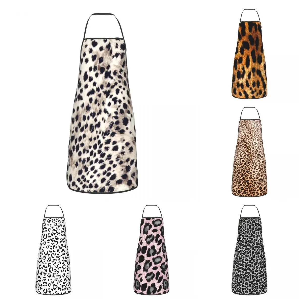 Unisex Faux Animal Fur Snow Leopard Kitchen Chef Cooking Baking Apron Women Men Tablier Cuisine for Gardening