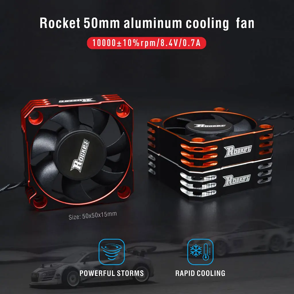 2 Stück SURPASS Rocket Kühlventilator 25mm 30mm 35mm 40mm 50mm Metall-Motorlüfter Wärmeableitungsventilatoren Abdeckung für 1/8 1/10 RC Auto Motor – Detail 6