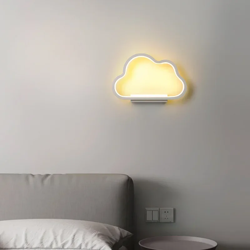 Bedroom Headboard Wall Lamp Nordic Background Wall Decoration Modern Simple Warm Net Red Children Cloud Led Wall Lamp