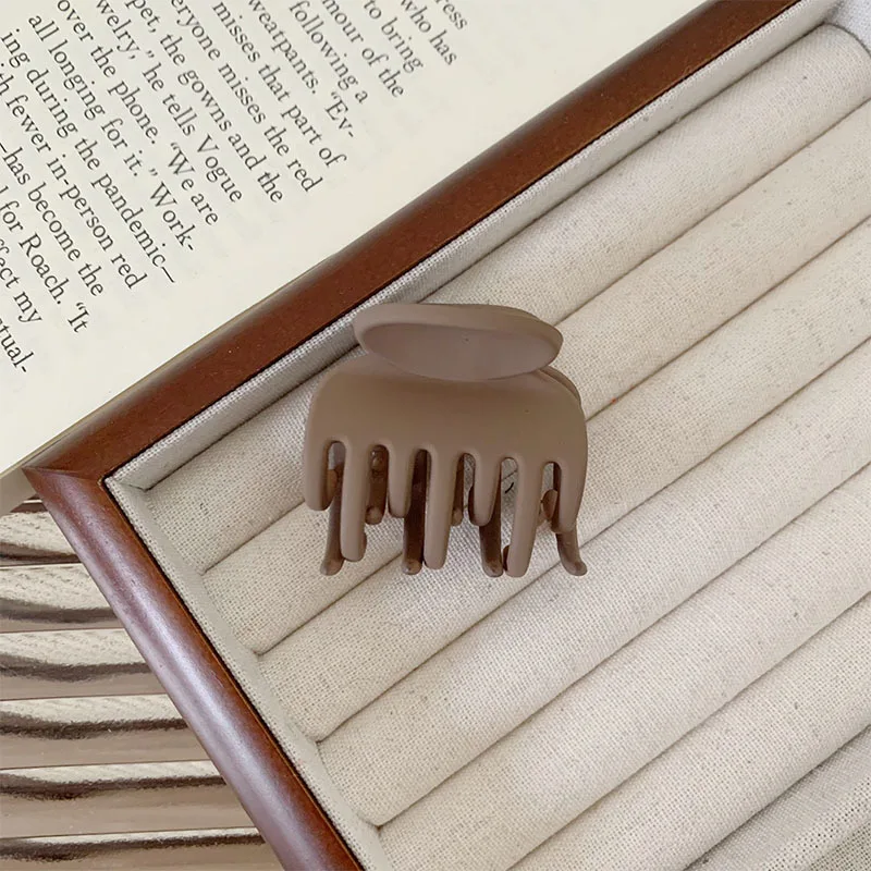 Small Frosted Hair Clip Basic All-Match Brown Hair Clip For Women image 4
