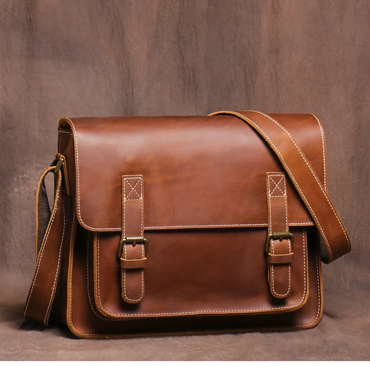 LUOKIR Retro Umhängetasche Crazy Horse Leder Schulter Tasche männer Echte Leder Crossbody Lokomotive Tasche Klassische Cambridge Tasche – Detail 4