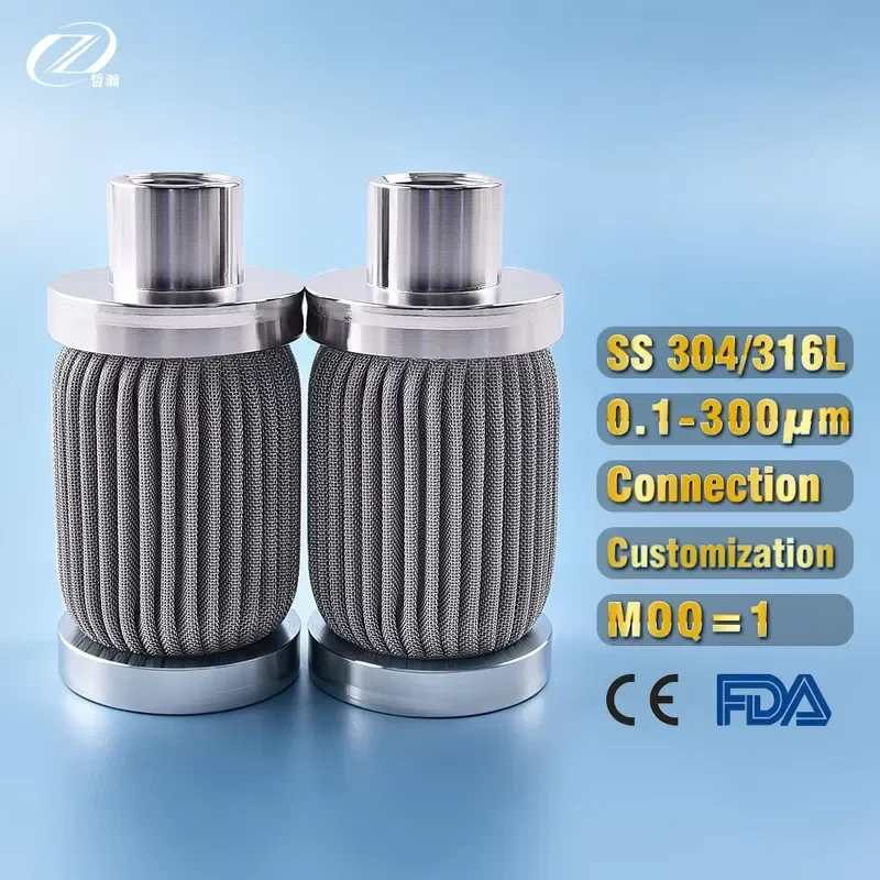 Custom SS316L Pleated Mesh Filter Element High Surface Area Food Grade CE Certified OEM Factory for Precision Micro Motor