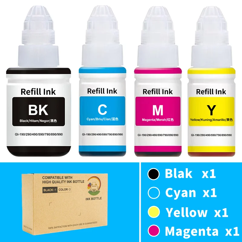 

GI590 GI490 Ink Compatible with Canon ink refill bottles for Pixma G1501/G2501/G3501/G4501/G1510/G2510/G3510/G4510/G4511/G3500