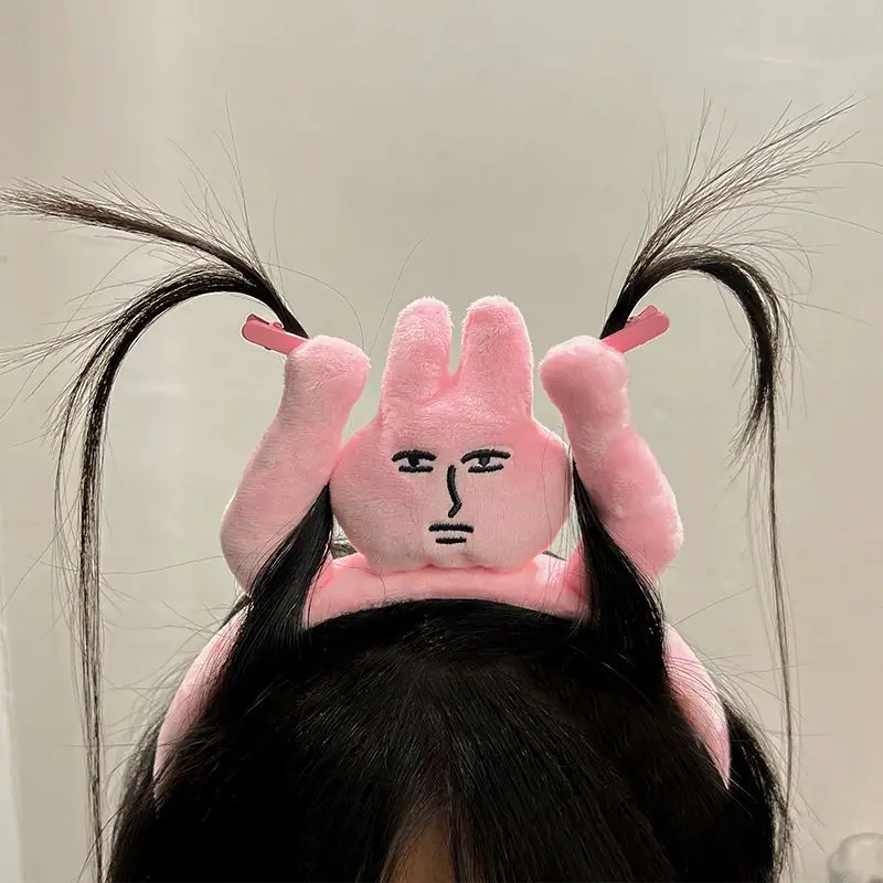 Cute Funny Rabbit Bunny Ears Clip Bangs Headband for Adults , Christmas Plush Rabbit Hair Hoop, Party Favors Cosplay Costume