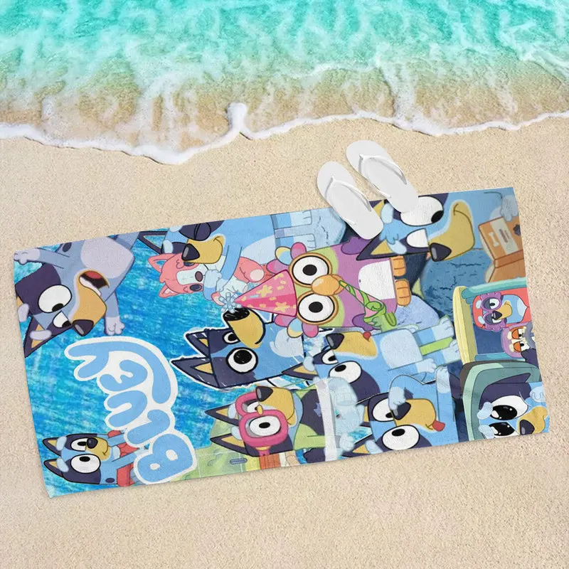 Bluey Square Towel Microfiber Square Beach Towel Soft Bath Towel Bluey And His Friends Various Fun Patterns Sofa Blanket Gifts