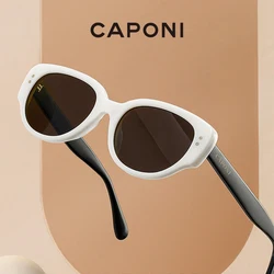 CAPONI Cat Eye Women Sunglasses Fashion Polarized Black Shades For Female UV400 Protect TR-90 Frame Trending Sun Glasses CP7563
