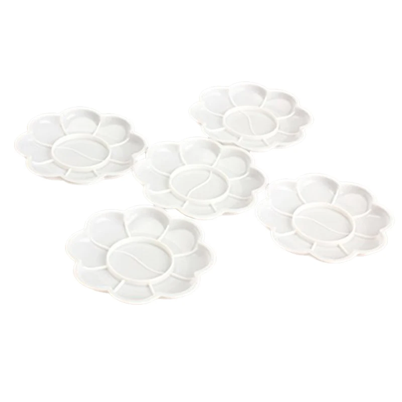 5Pcs Plastic Nail Art Paint Color Mixing Palette Plate Disk Essential Tool
