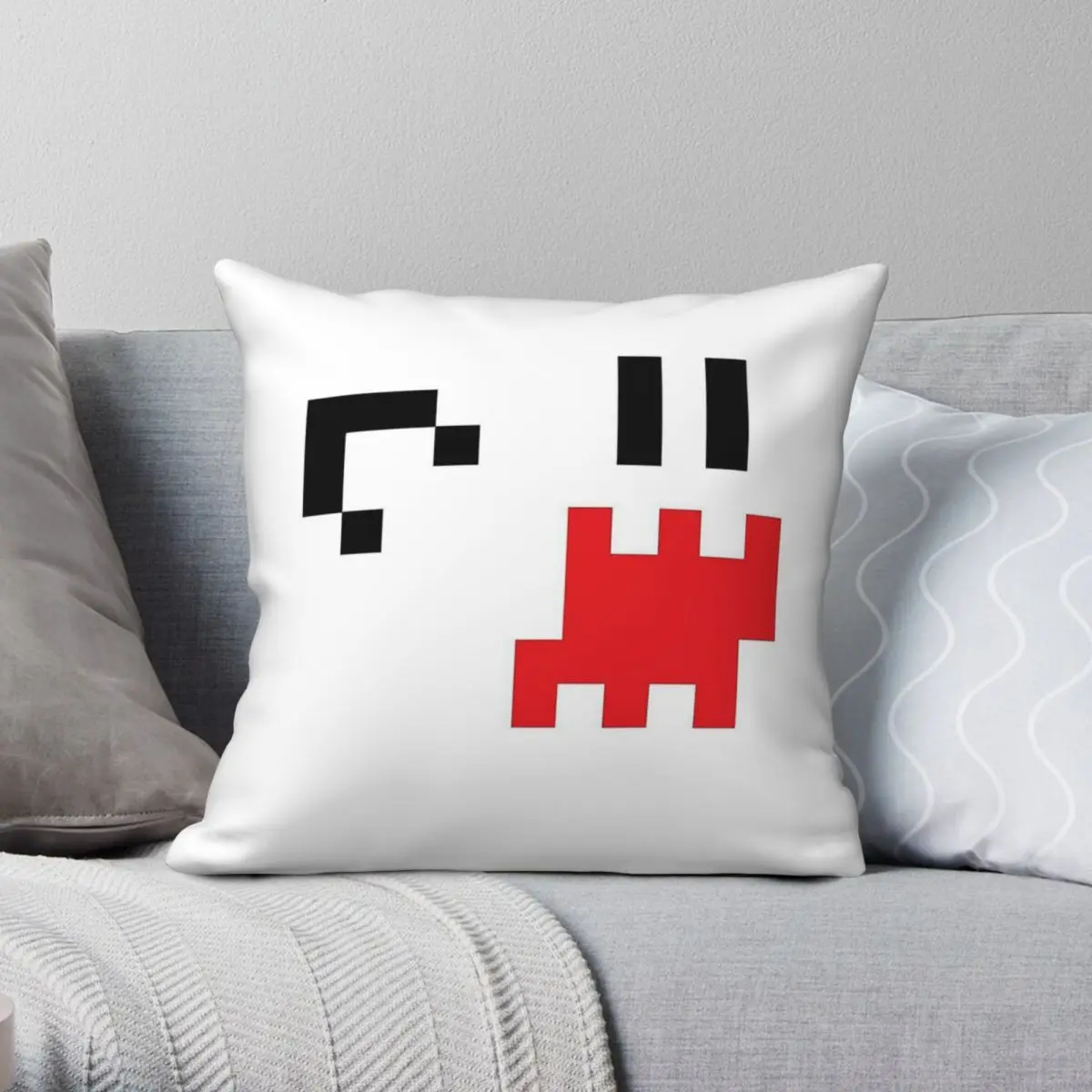 8 Bit Pixel Ghost Square Pillowcase Polyester Linen Velvet Creative Zip Decorative Sofa Seater Cushion Cover Wholesale 45x45