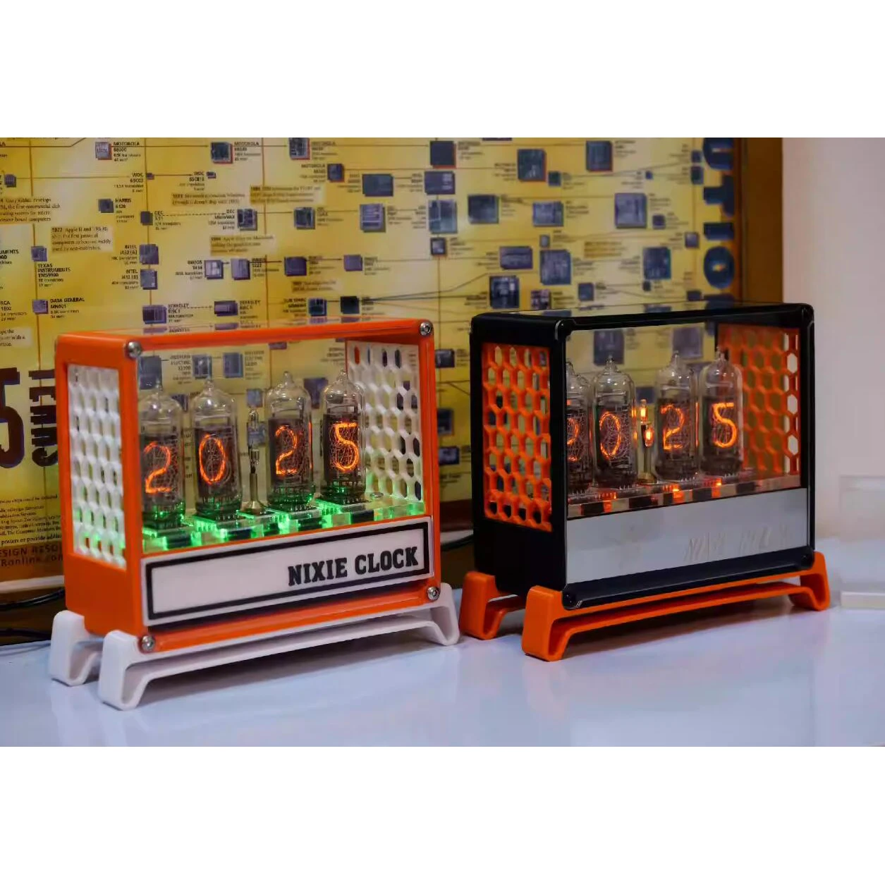 4-Bit in14 Glüh röhre Retro-Uhr modul Nixie-Uhr Audio-Zubehör mit Hintergrund beleuchtung Uhr Acryl platte