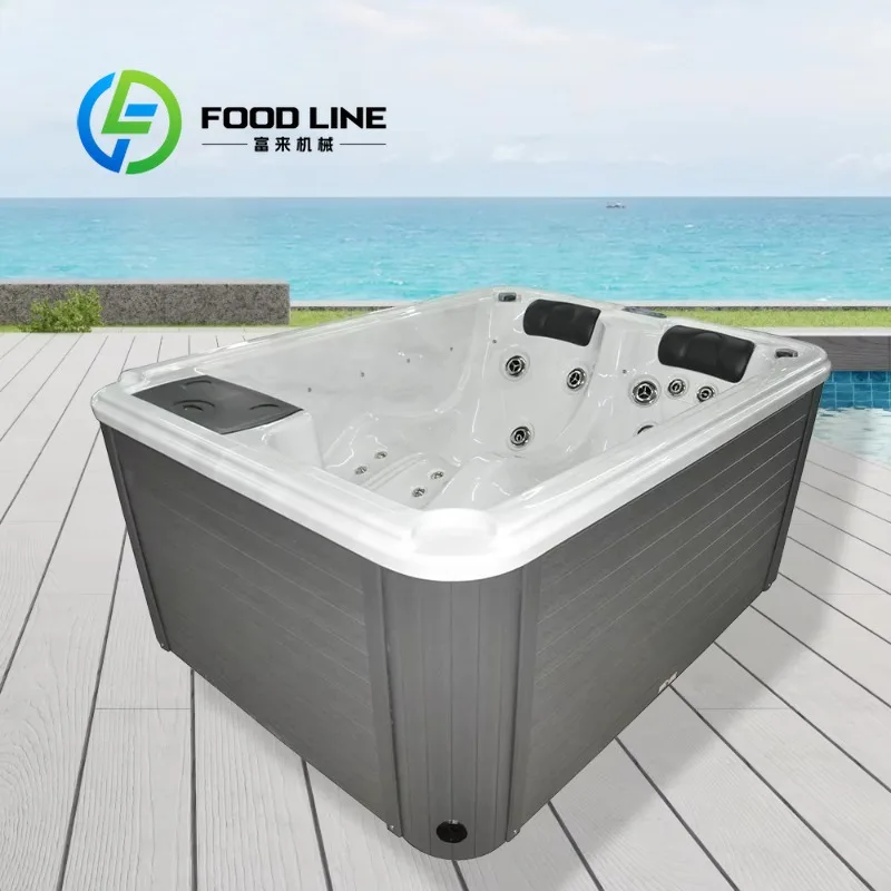 Swim Spa Pool Whirlpool Bathtub Corner Square Outdoor Garden Patio Heated Massage Tub LED Ambient Light Wholesale Price 220V