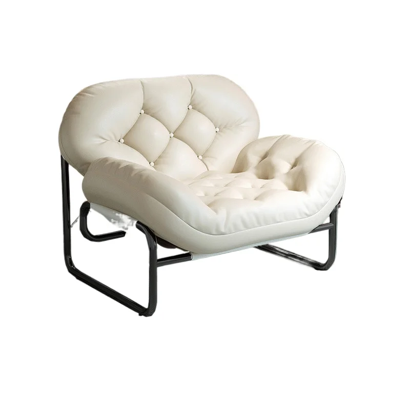 Modern Retro Single Accent Chair Vintage-Style Small Lazy Sofa Comfortable Balcony Living Room Seat for Apartment