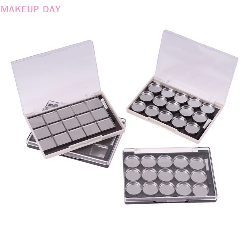 1Pc Lege Magnetische Cosmetica Palet Oogschaduw Blusher Diy Make-Up Doos Met 15 Roosters Ijzeren Plaat En Borstel