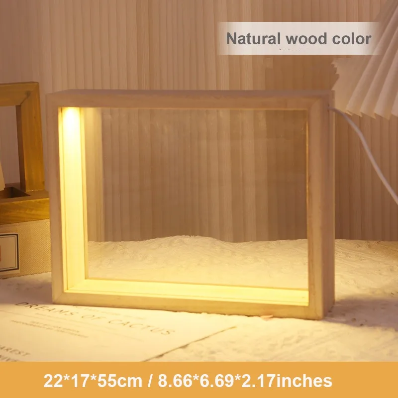 Dried Flower Photo Frame Handmade Hollow Wood Acrylic Material Doll Display Stands with Light Home Ornament Shelves DIY Gift
