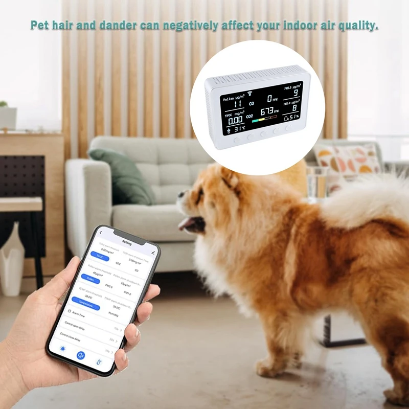 PT02 Plus Wifi Air Quality Monitor Detects Pollen TVOC CO CO2 PM2.5 1.0 Temp RH Iot Controller RS485 Data Logger