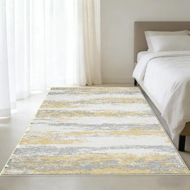 Minimalist Brush Stroke Texture Large Floor Mat Luxury Look Carpet For Dining Room Lounge And Elegant Apartment Accent