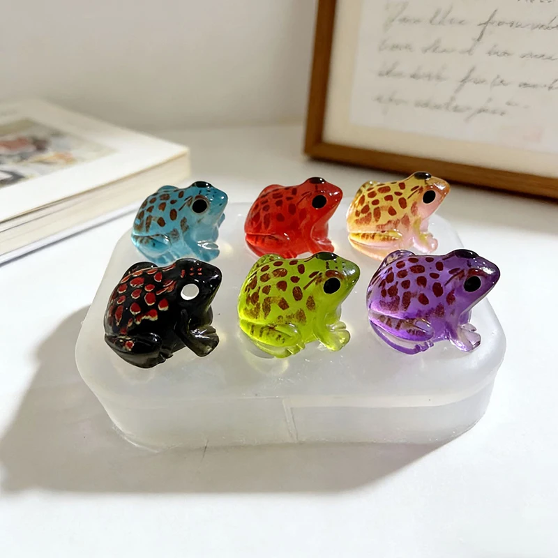 Cute Little Frog Epoxy Mold Silicone 6-Piece Little Frog Handmade Toad Resin Liquid Mold