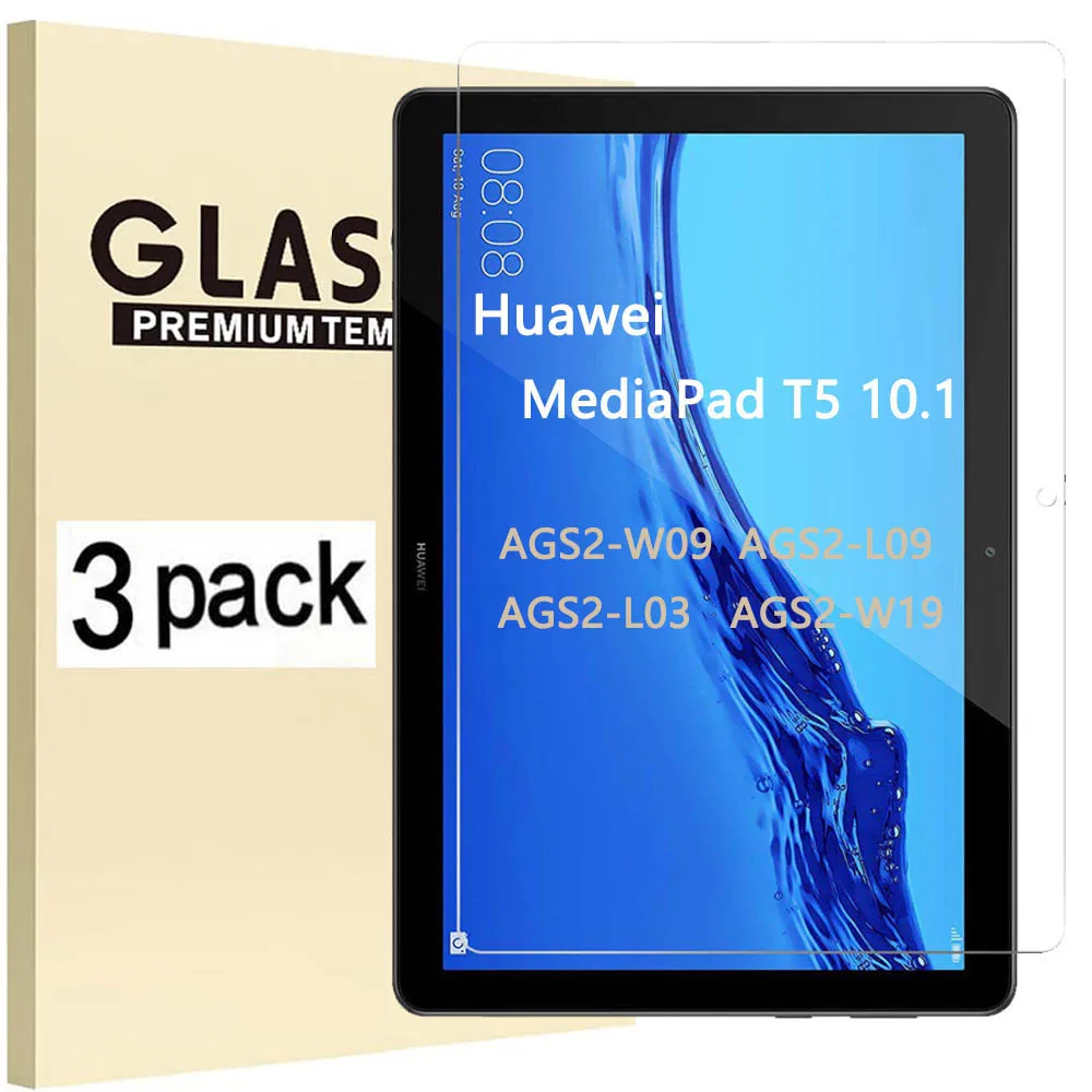 

(3 Pack) Tempered Glass For Huawei MediaPad T5 10.1 2018 AGS2-W09 AGS2-L09 AGS2-L03 AGS2-W19 Tablet Screen Protector Film