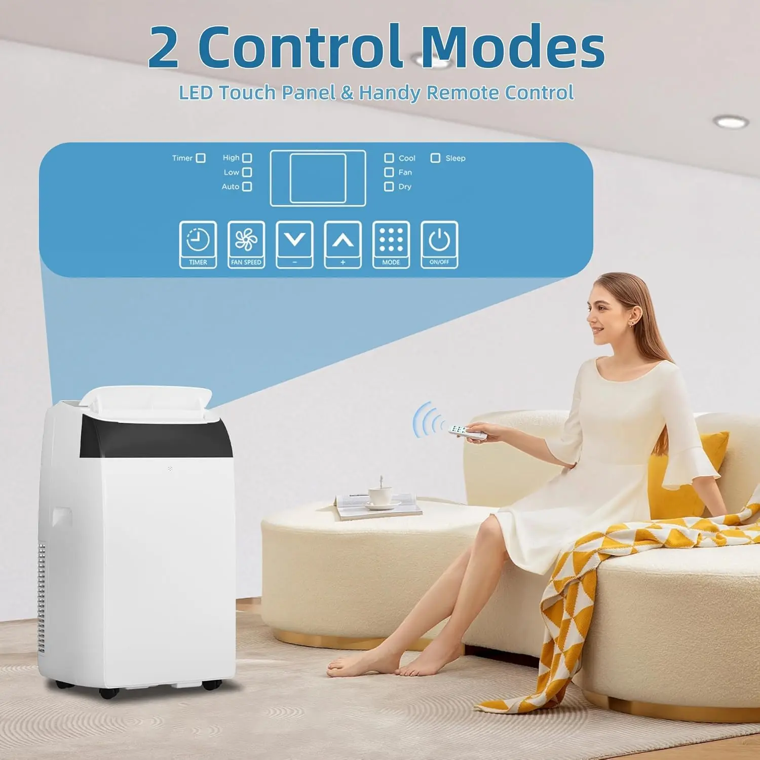 Cooling Fan With Remote Control And Installation Kits For Large Room 3 Speed Auto Swing 24H Timer