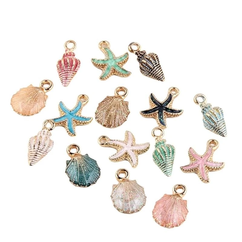 

C71D Colorful Alloy Bead Conch Shell Pendant for Bracelets Necklaces Keychains Handmade Jewelry Making Supplies