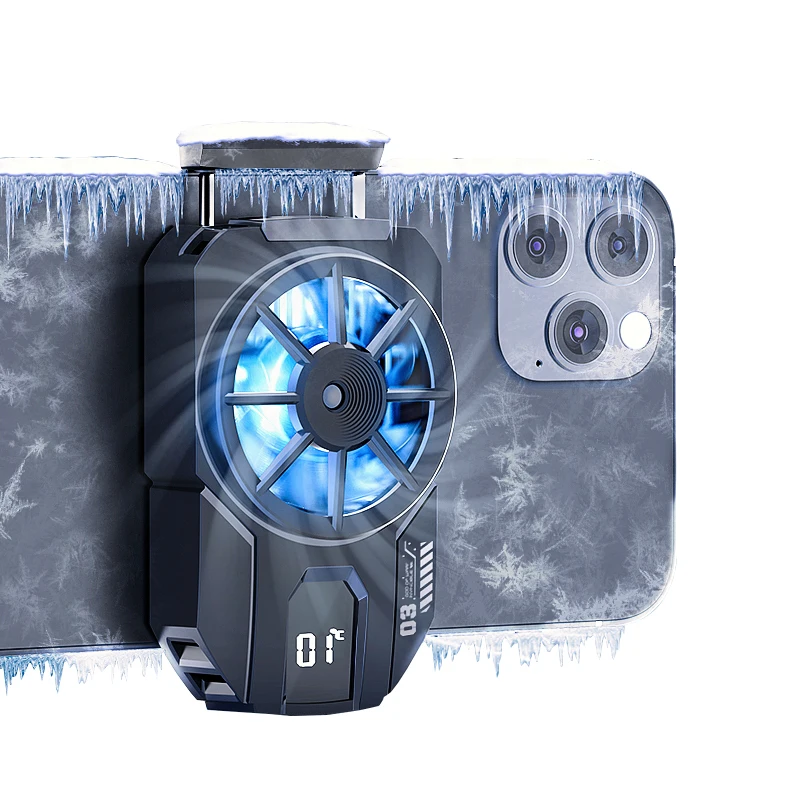 

Mobile Phone Cooler Portable Quickly Cooling Phone Radiator with Fan for Gaming Mobile Phone Back Cooler with digital display