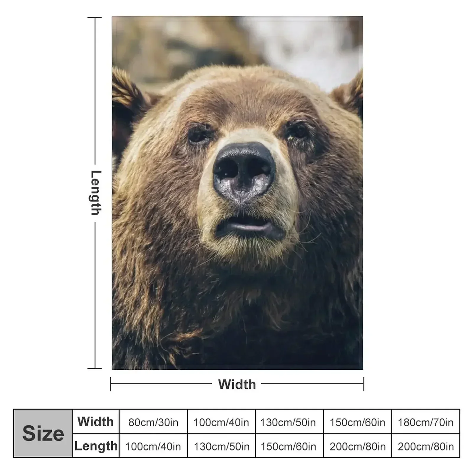 Grizzly Bear Throw Blanket Camping sofa bed Loose Plaid on the sofa blankets ands Multi-Purpose Blankets
