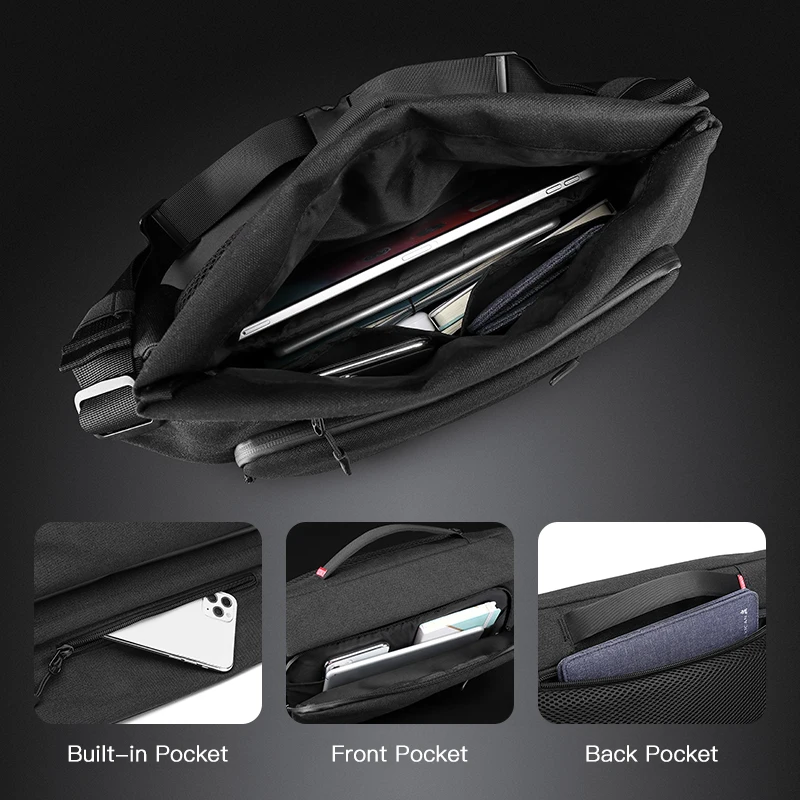 OZUKO Belt Bag Messenger Bag Multifunction Riding Crossbody Bags Male Waterproof Shoulder Bag USB Charging Travel Bag for Men