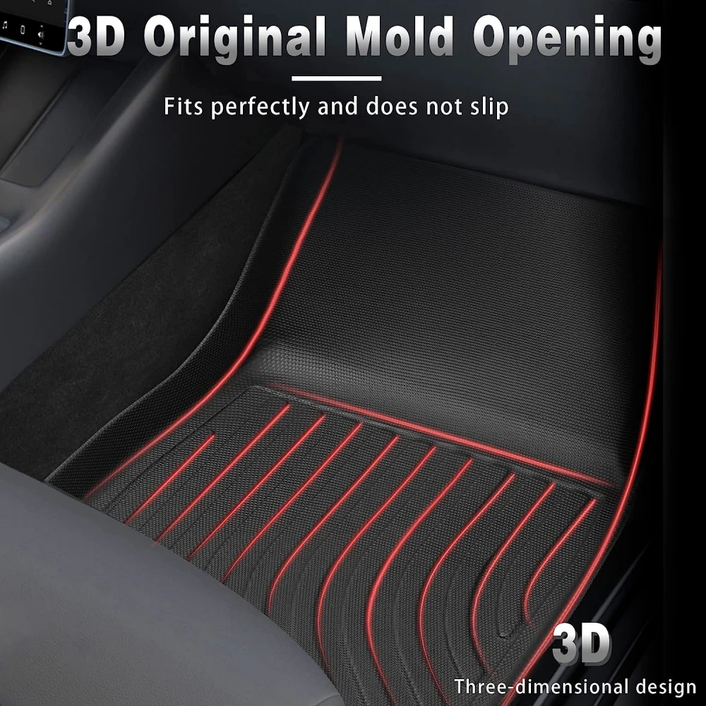 Für Tesla Model X Fußmatten 2021 2022 2023 2024 Model X 3D Allwetter Komplettset Bodenmatten Innenzubehör Linkslenker – Detail 5