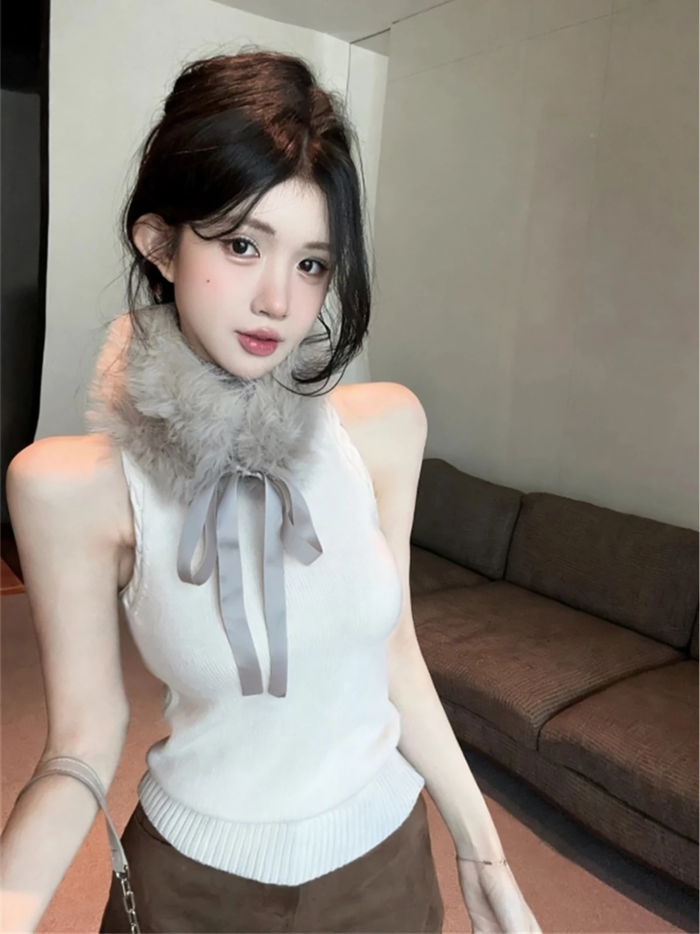 الكورية Sle محبوك ter Ne سترة المرأة الخريف الشتاء الرغبة النقية Strapl أعلى f عالية طوق قاعدة irt ملابس داخلية...