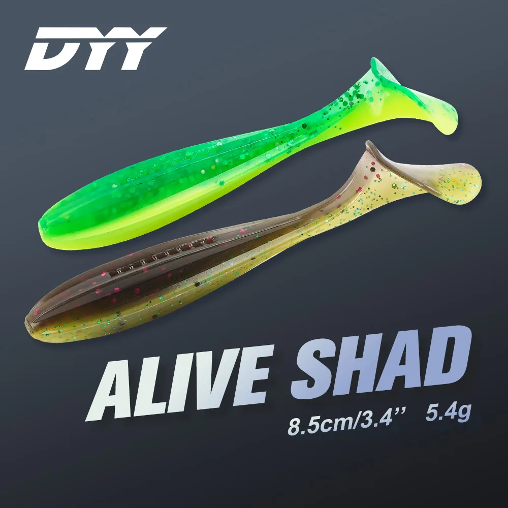 DYY Soft Bait Paddle Tail 8.5cm 5.4g Alive Shad Silicone Swimbait for Bass Pike Artificial Soft Lure Jig Head Wobblers Lures