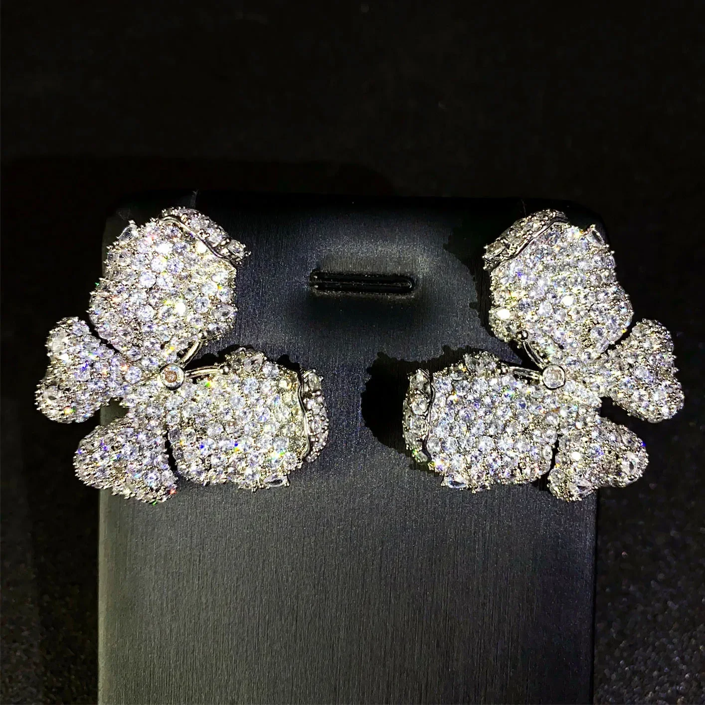 Fuchsia Blue Purple Cubic Zirconia Butterfly Stud Earrings Luxury Statement Earrings for Women Wedding Party Evening Jewelry
