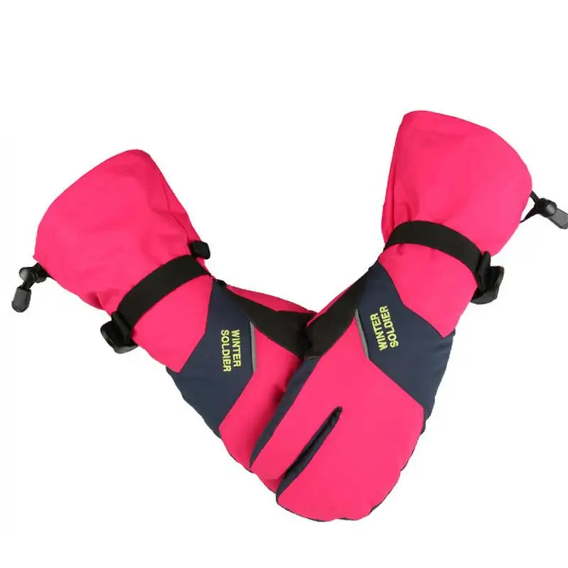 

1 пара лыжных перчаток, зимние водонепроницаемые теплые толстые перчатки с сенсорным экраном и тремя пальцами для мужчин и женщин, велоспорт, альпинизм, катание на лыжах