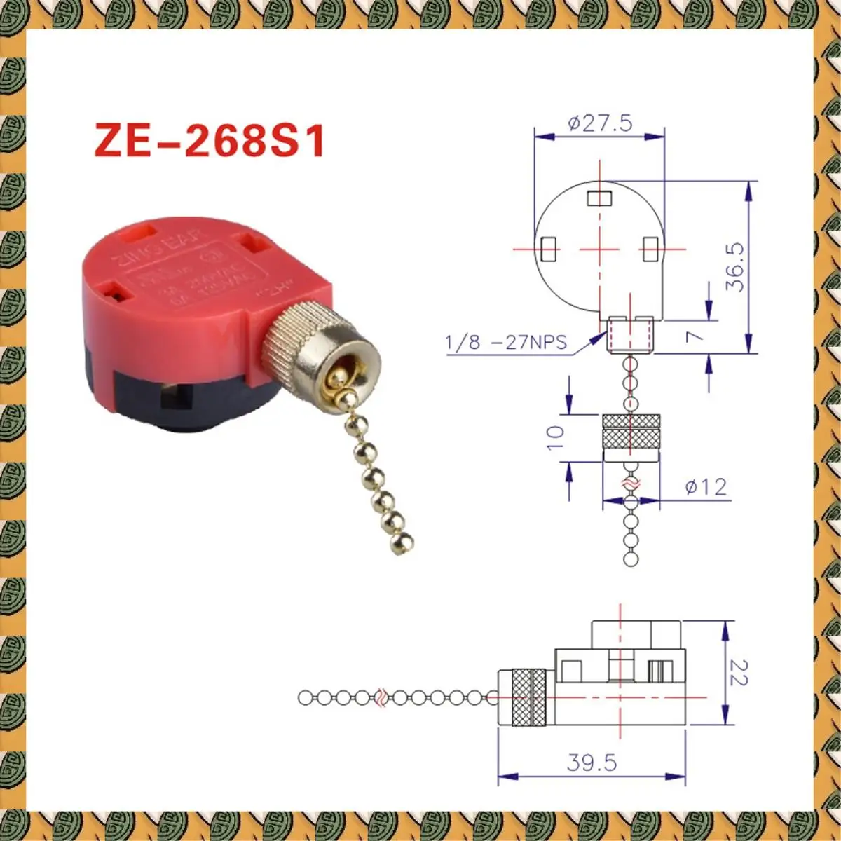 

A77I 3Pcs Ceiling Fan Switch 3 Speed 4 Wire ZE-268S1 Fan Pull Chain Switch Replacement Speed Control Switch Chandelier Switch