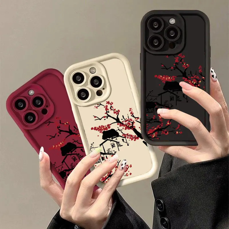 Classical Pretty Flower Fasion Phone Case for iPhone 11 12 MINI 13 14 15 16 PRO MAX PLUS Shockproof Silicone Soft Cover Coque