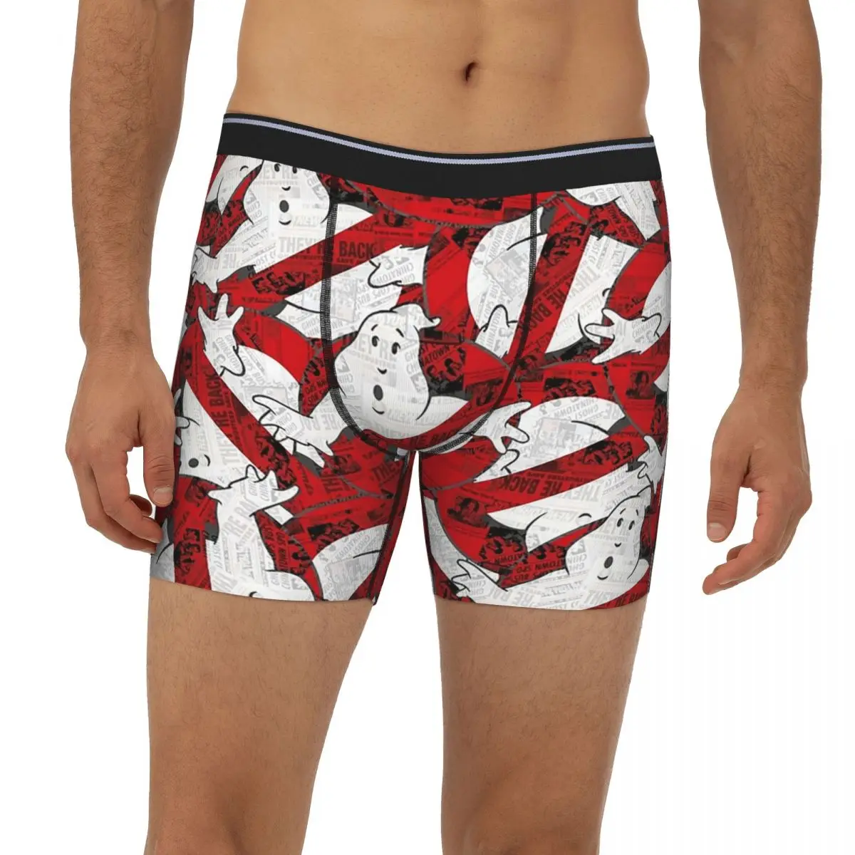 

Длинные трусы-боксеры с логотипом The GhostBusters, короткие мужские трусы, дышащее нижнее белье для мужчин, подарок бойфренду