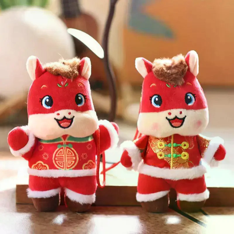 سنة الحصان التميمة المفاتيح حساسة لطيف الكرتون تانغ دعوى صغيرة زودياك الحصان أفخم دمية قلادة حقيبة الديكور هدية