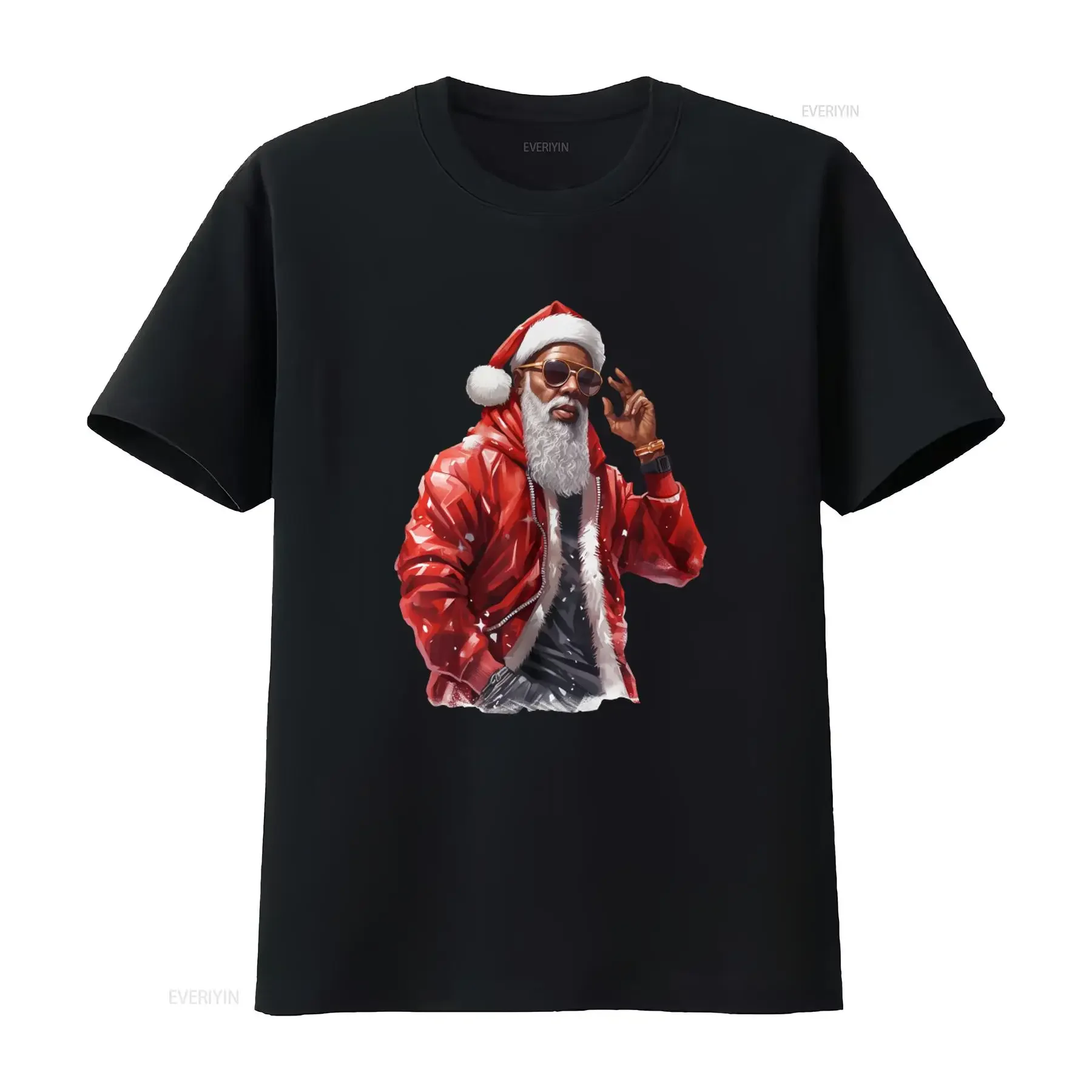 Urban Santa Claus African American T Shirt for Christmas December 25th Winter Holiday Modern St Nick Adult vintage Washed