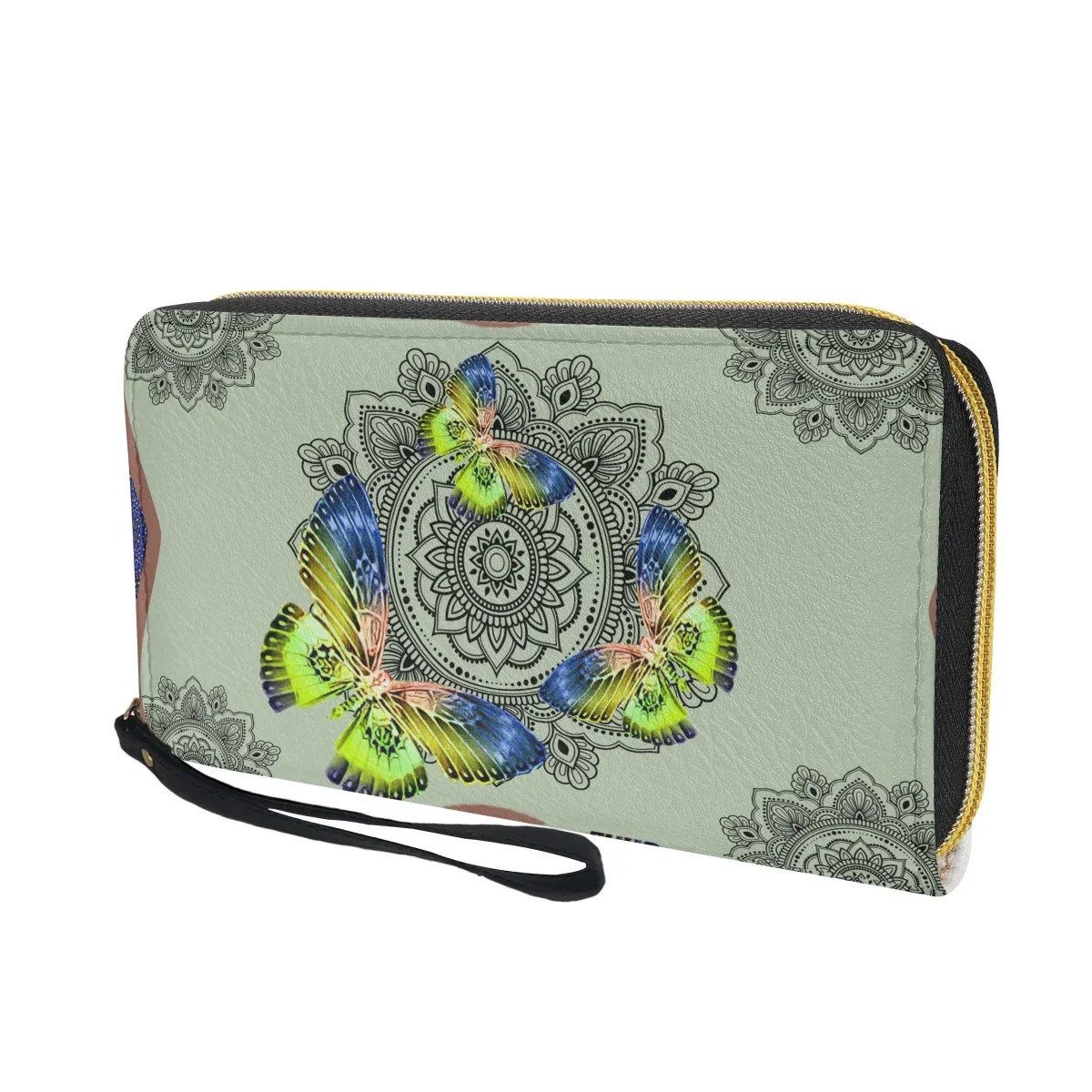 Cartera de mano de lujo con mariposa Tribal personalizada para mujer, monedero largo con cremallera para viaje, almacenamiento de múltiples tarjetas, nuevo