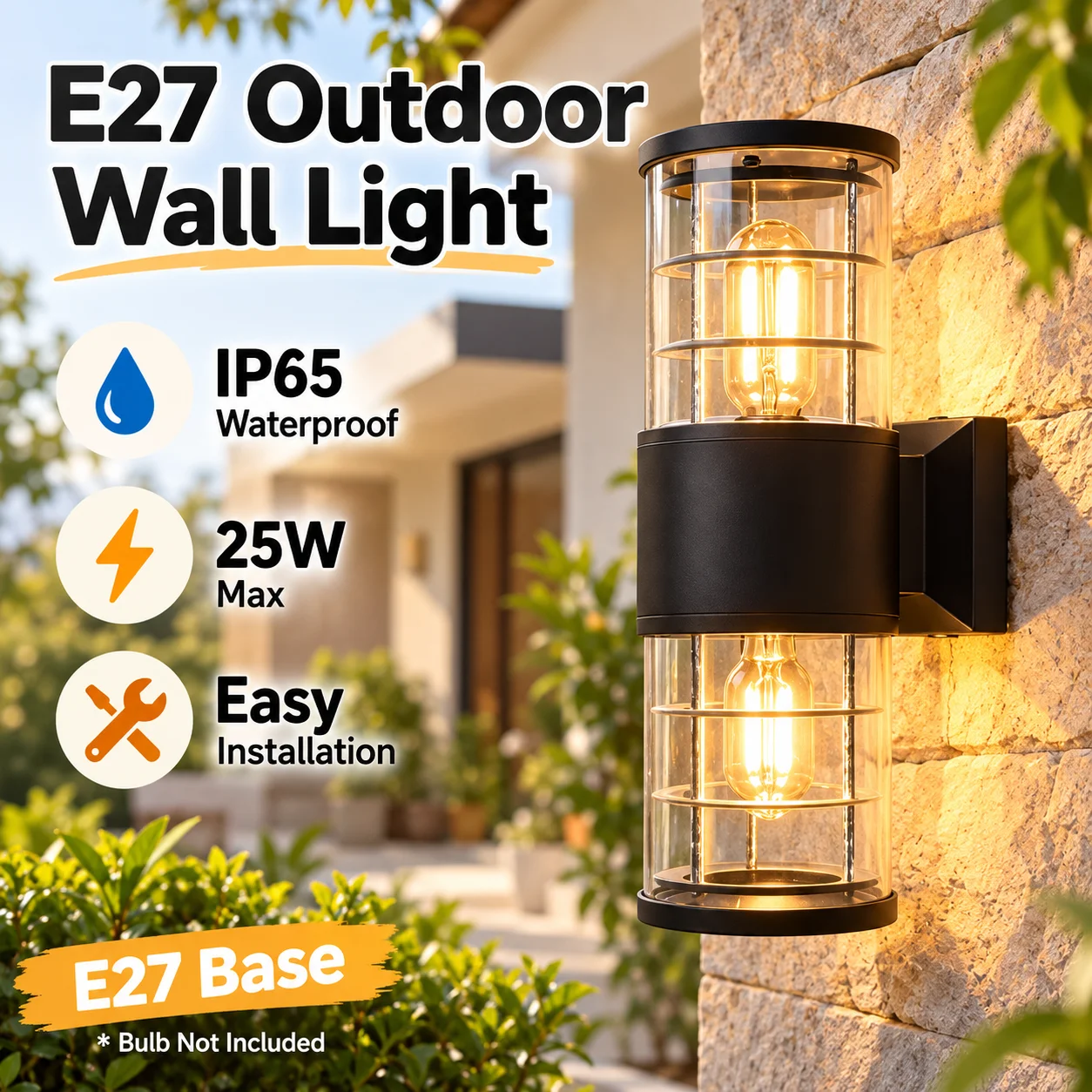 Up and Down Wall Lighting AC85-265V Waterproof E27 Wall Light Outdoor for Porch Door Garden Fixture Home Led Wall Sconce Decor