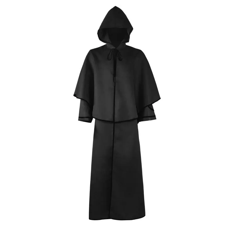 Medieval Death Cloak Cosplay, Robe Guia Retro, Manto Magia, Carnaval de Halloween, 5 cores, S-4XL