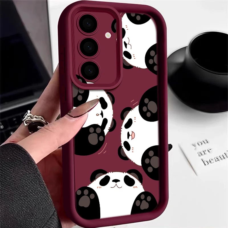 Cute Panda Pattern Phone Case for Samsung A57 A37 A56 A27 A17 A26 A36 A55 A15 A54 A16 5G S26 S24 S23 S22 Ultra S25 FE Soft Cover