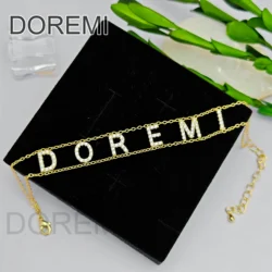 DOREMI 9mm Double Layor Chains Bracelet Crystal Zircon Name Double Chain Custom Personalized Name Gift Jewelry Bracelet