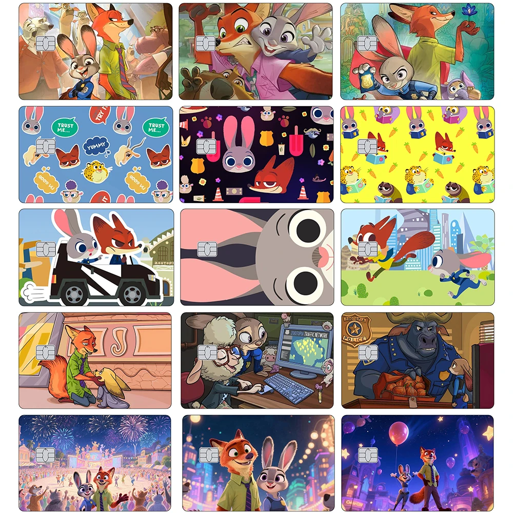 

Cartoon Movie Art Credit Card Skin Cute Judy Hopps Matte Stickers Suitable for Size 85.60mm × 53.98mm General Credit Cards