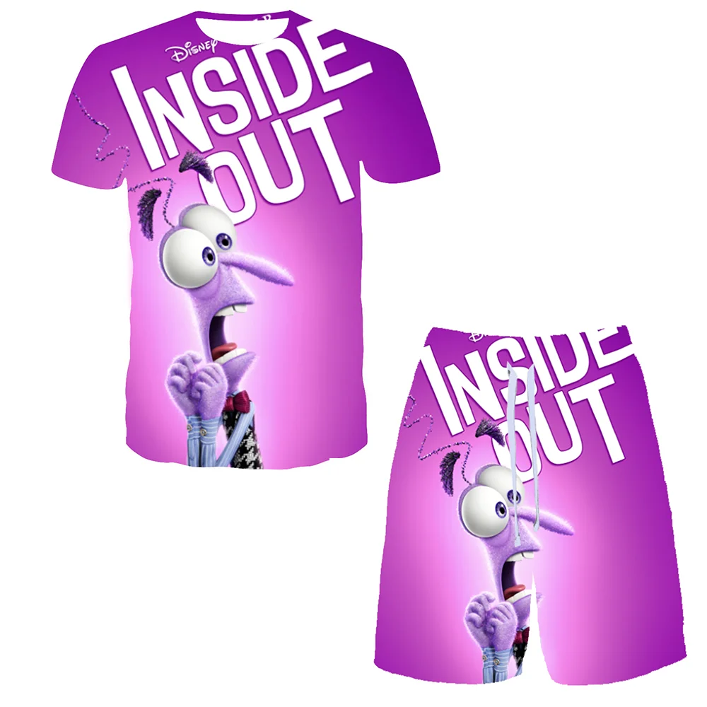 Disney Inside Out 3D Printed donna uomo t-shirt set bambini Casual abbigliamento traspirante Harajuku Beach Shorts set